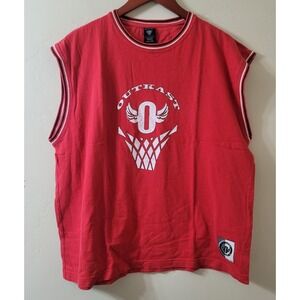 "O" Wings Logo Outkast Clothing Red Basketball Sleeveless Shirt Fits: XL Tag:‎ L